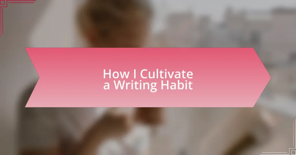How I Cultivate a Writing Habit