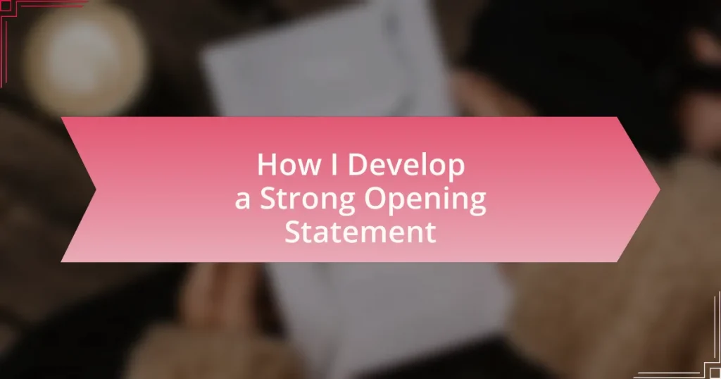 How I Develop a Strong Opening Statement